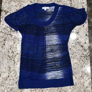 Calvin Klein Short Sleeve Sweater Blue White Top